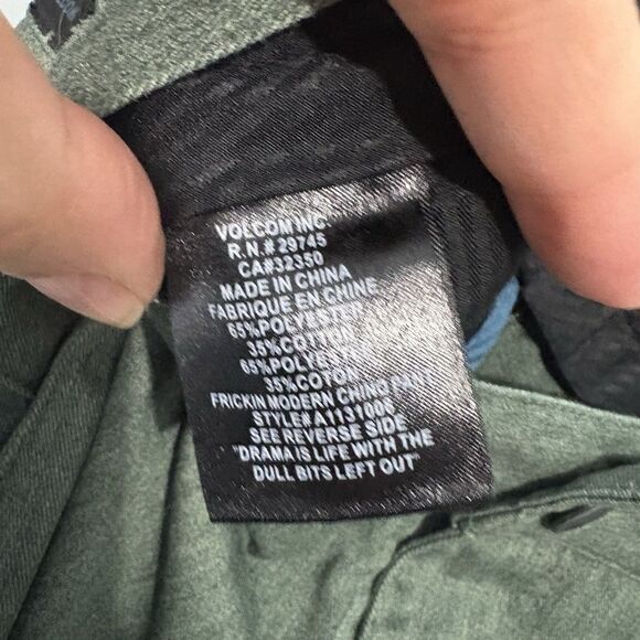 Volcom Pants Mens 32 Green Frickin Modern Chino Corpo Class Business Casual - Picture 11 of 14